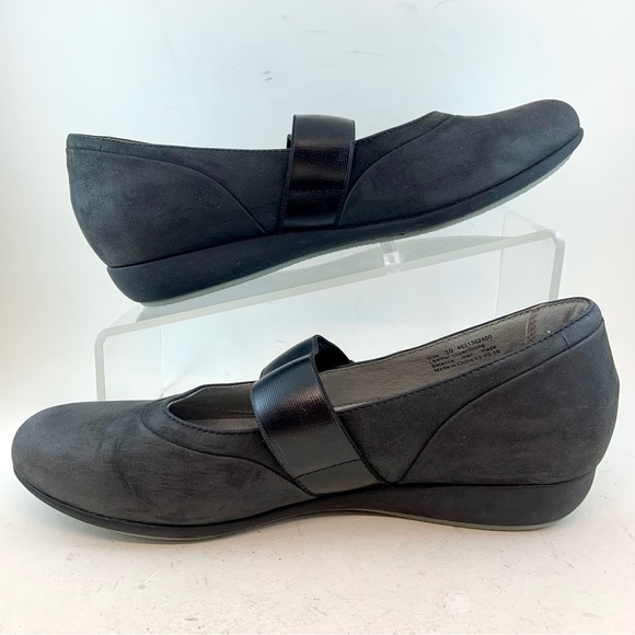 Dansko Black Nubuck Kendra Low Wedge Mary Janes, size 39 8.5 9 - Picture 6 of 12